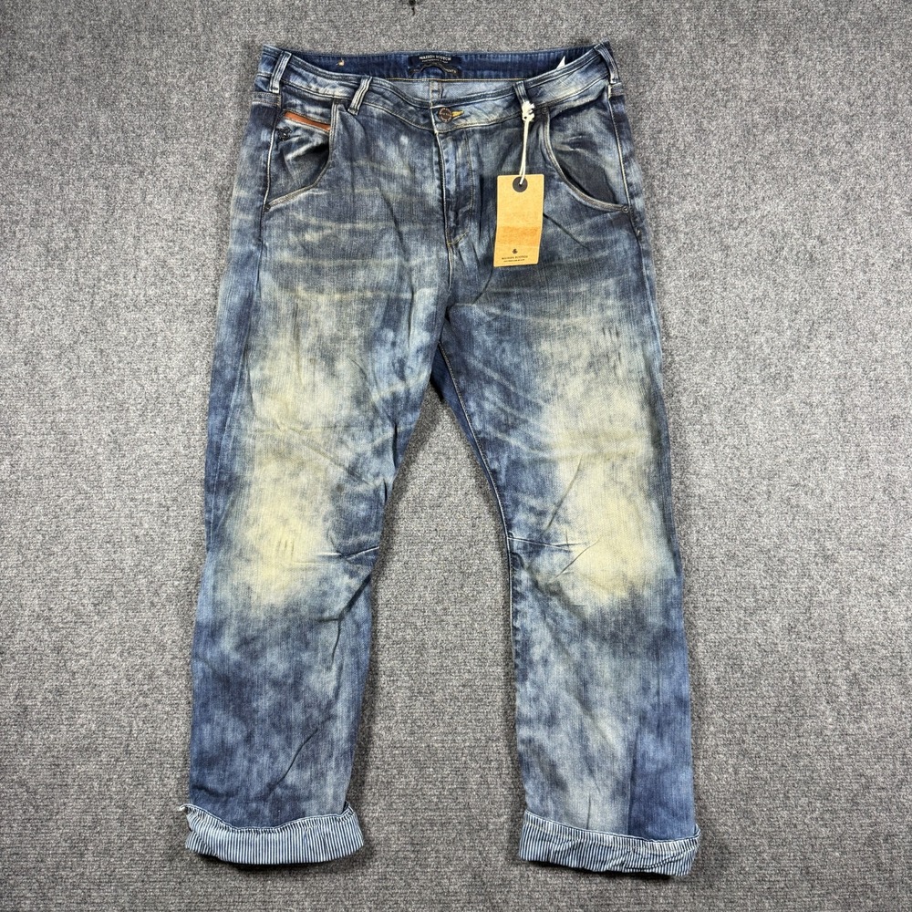 Maison Scotch "Mademoiselle" Acid Wash Blue Jeans Cuffed Cloud Wash Womens 31R